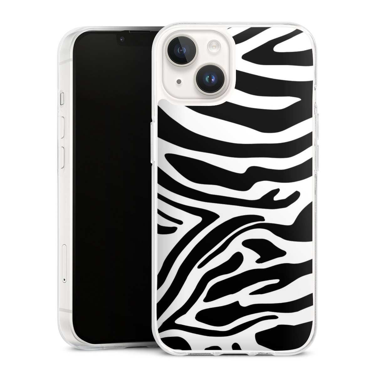 iPhone 14 Handy Silikon Hülle Case transparent Handyhülle Zebra Animal Look Animal Print Silikon Case