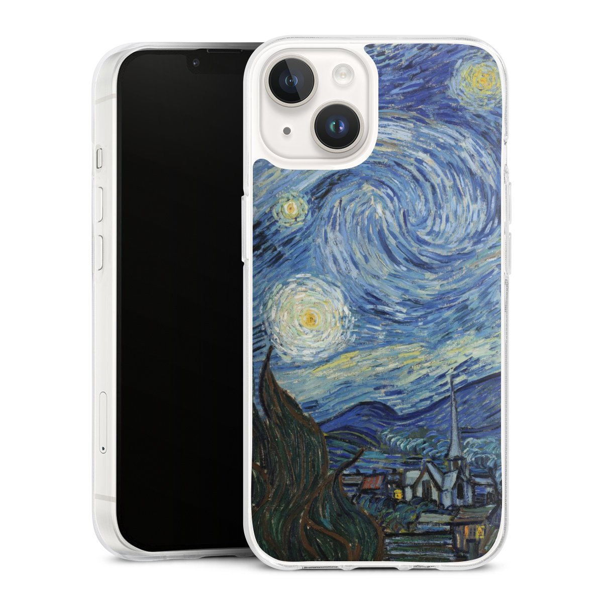 iPhone 14 Handy Silikon Hülle Case transparent Handyhülle The Starry Night Kunst Vincent Van Gogh Silikon Case