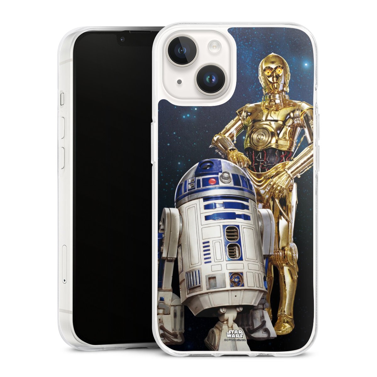 iPhone 14 Handy Silikon Hülle Case transparent Handyhülle Weltall Star Wars R2d2 Silikon Case