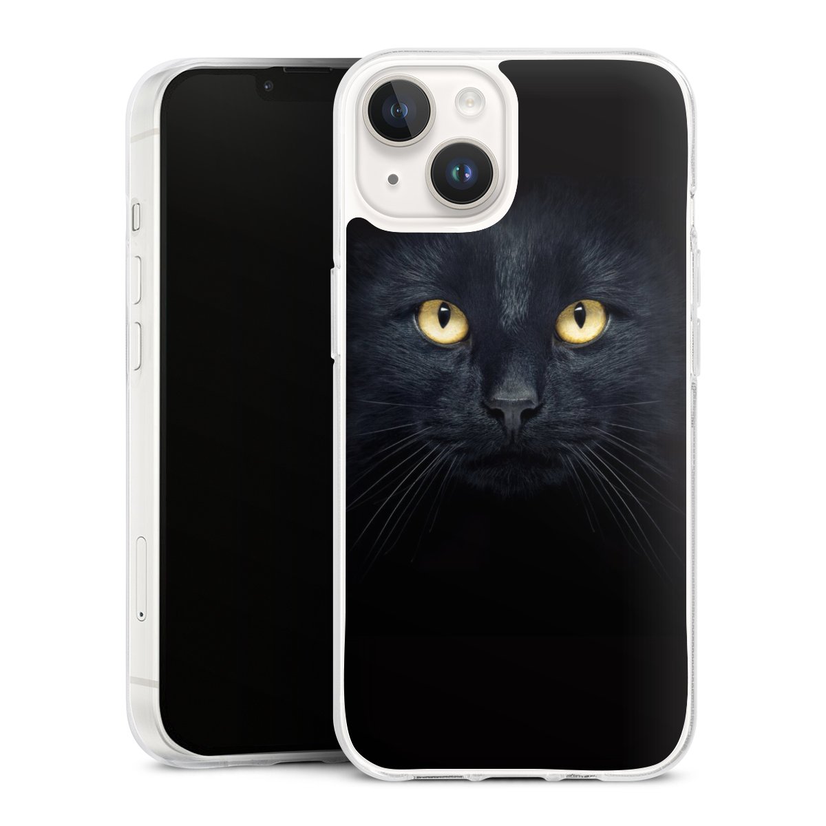 iPhone 14 Handy Silikon Hülle Case transparent Handyhülle Eye Cat Black Silikon Case