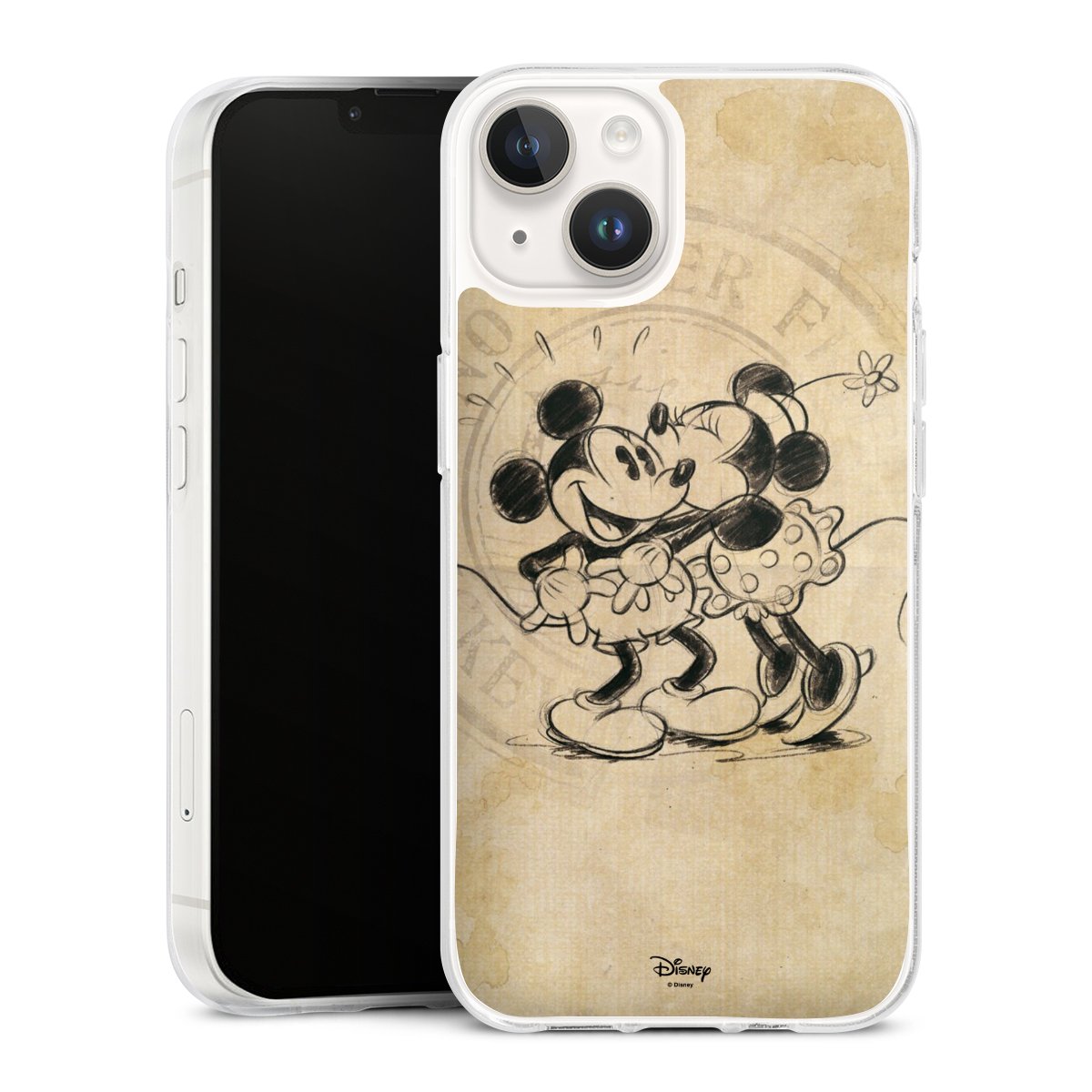 iPhone 14 Handy Silikon Hülle Case transparent Handyhülle Mickey Mouse Vintage Minnie Mouse Silikon Case