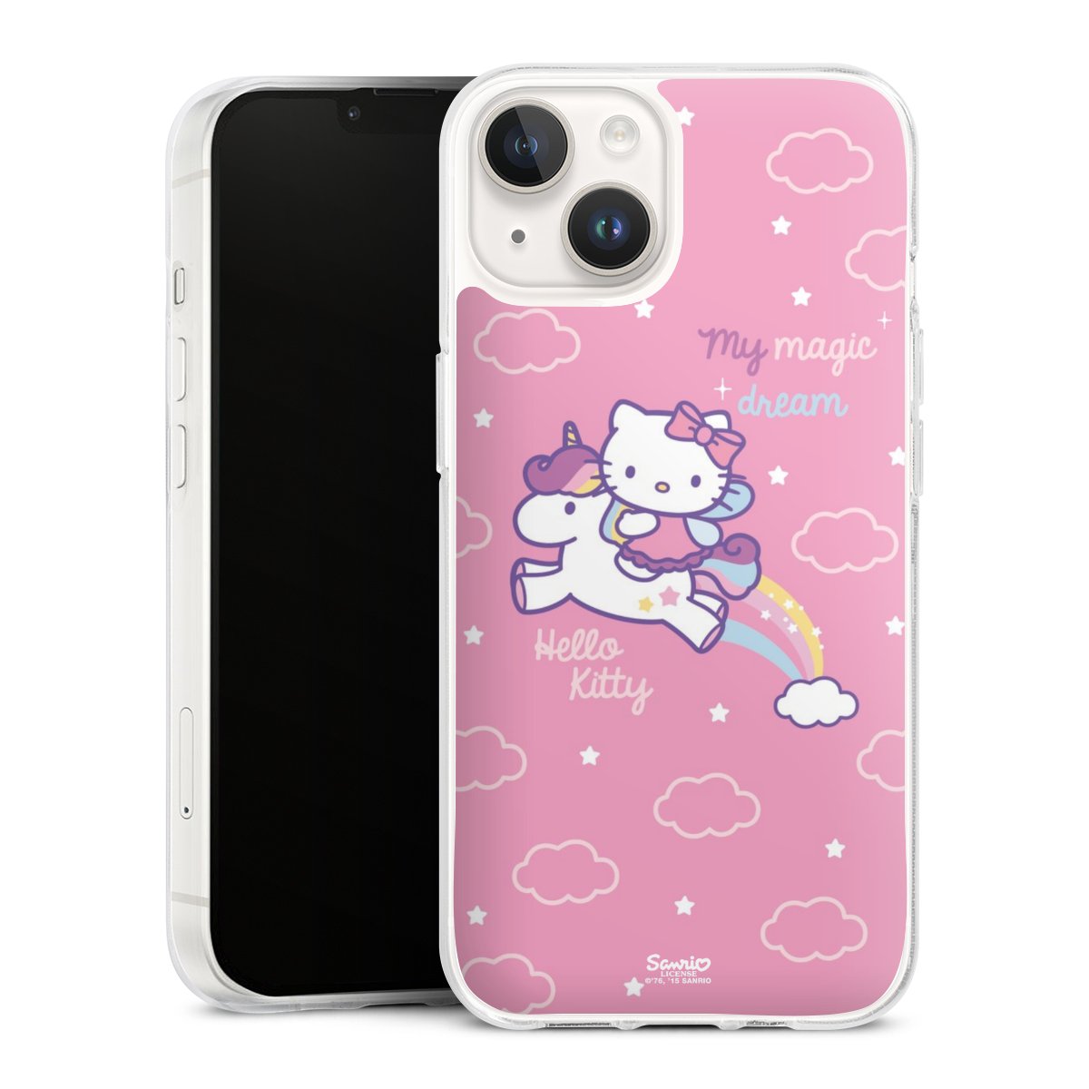 iPhone 14 Handy Silikon Hülle Case transparent Handyhülle Einhorn Official Licensed Product Hello Kitty Silikon Case