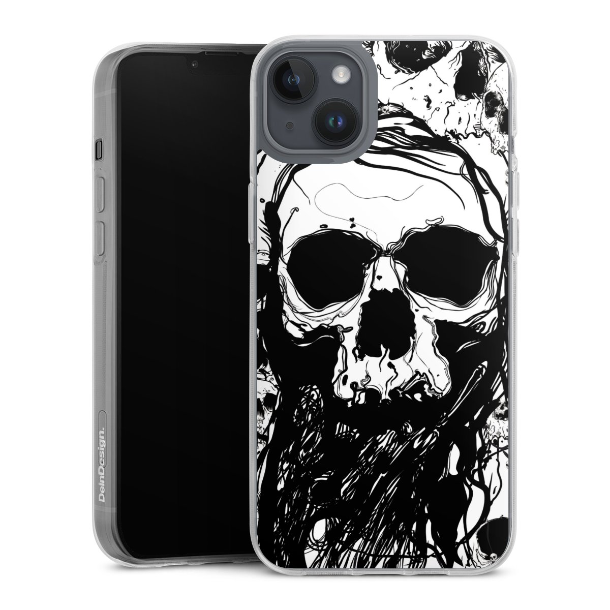 iPhone 14 Plus Handy Silikon Hülle Case transparent Handyhülle Totenkopf Halloween Silikon Case