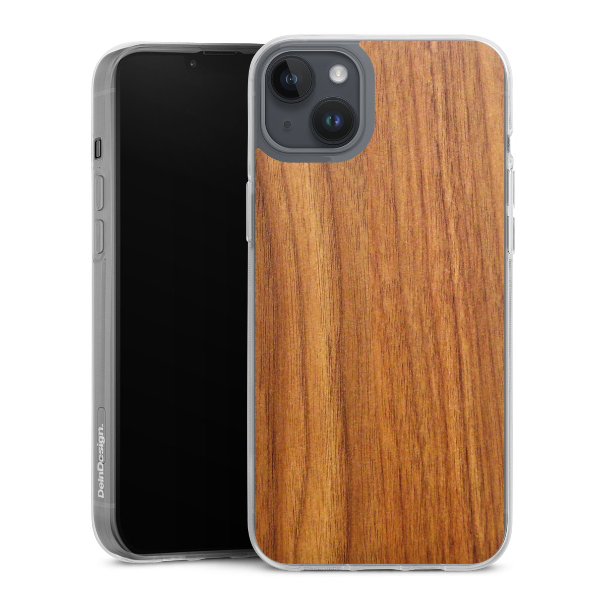 iPhone 14 Plus Handy Silikon Hülle Case transparent Handyhülle Wood Larch Wooden Look Silikon Case