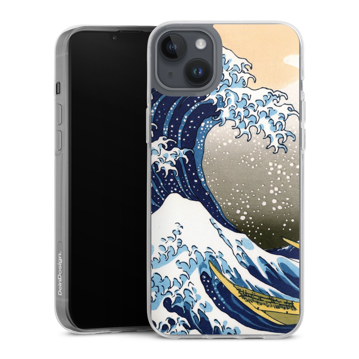 iPhone 14 Plus Handy Silikon Hülle Case transparent Handyhülle Kunst Katsushika Hokusai Die Große Welle Vor Kanagawa Silikon Case