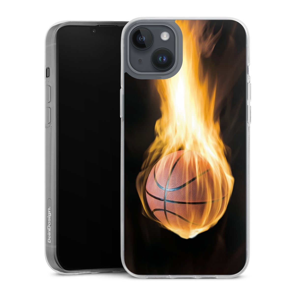 iPhone 14 Plus Handy Silikon Hülle Case transparent Handyhülle Basketball Sports Fire Silikon Case