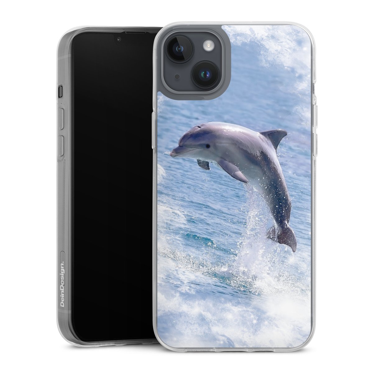 iPhone 14 Plus Handy Silikon Hülle Case transparent Handyhülle Dolphin Ocean Wale Silikon Case