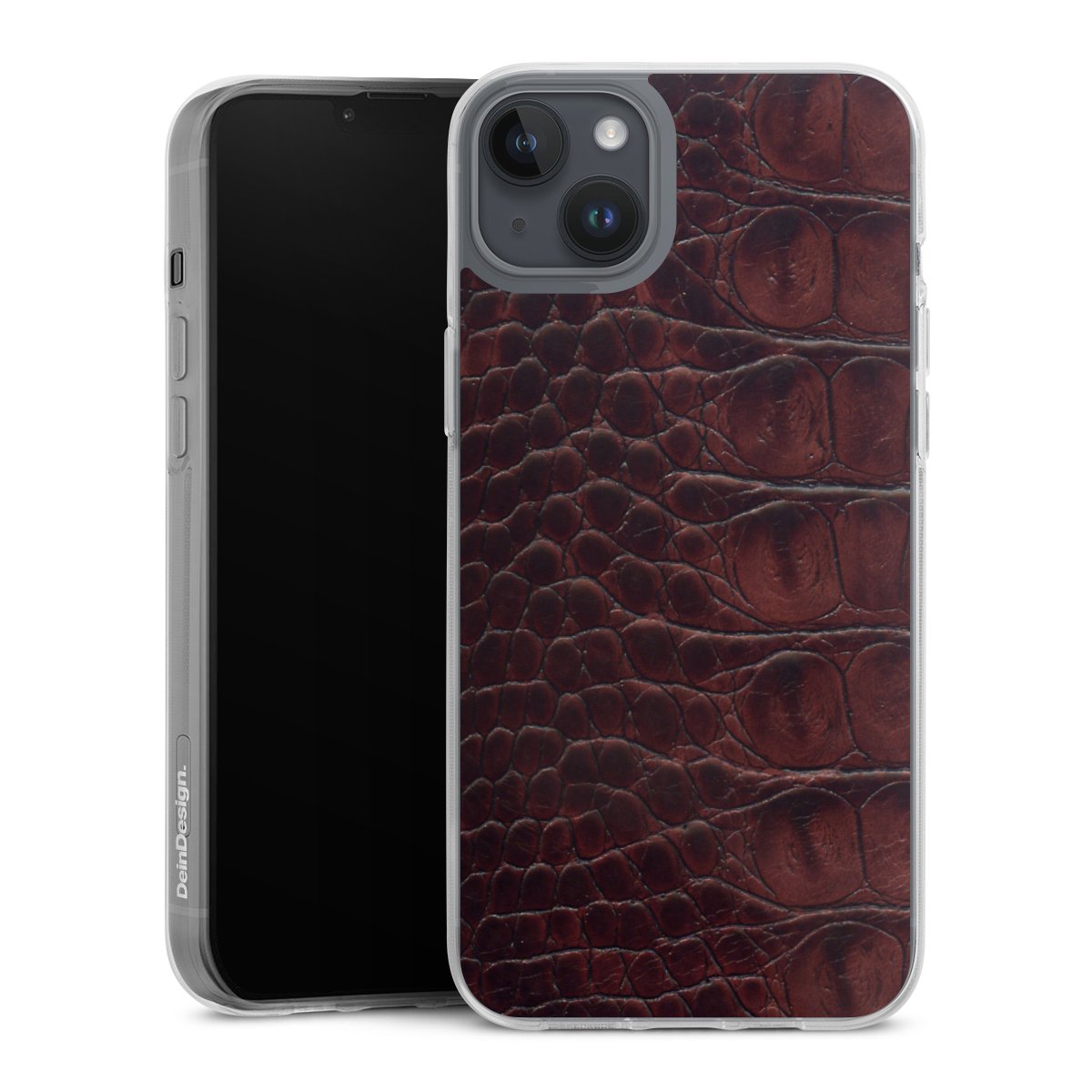 iPhone 14 Plus Handy Silikon Hülle Case transparent Handyhülle Crocodile Animal Print Leather Silikon Case