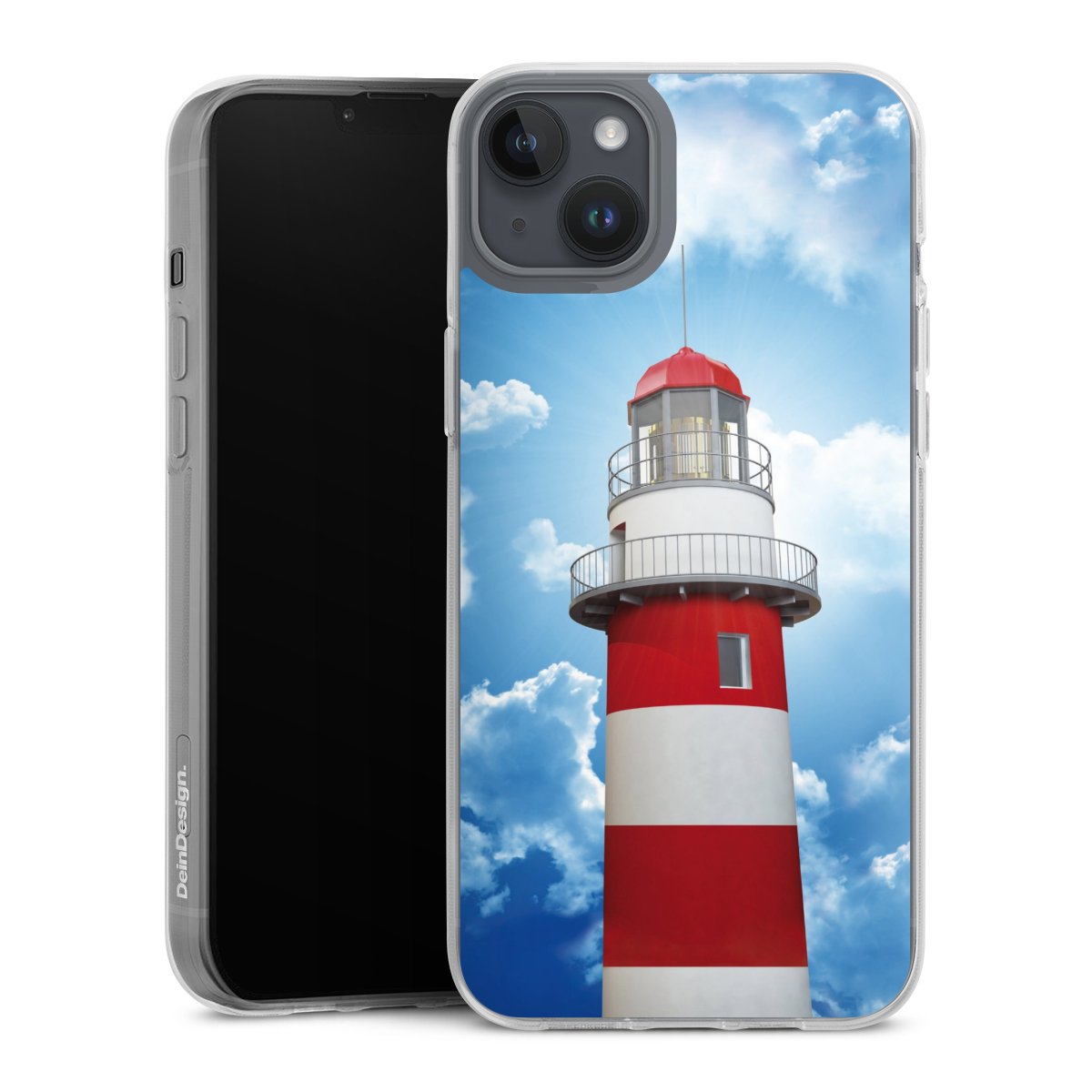 iPhone 14 Plus Handy Silikon Hülle Case transparent Handyhülle Lighthouse Sky Cloud Silikon Case