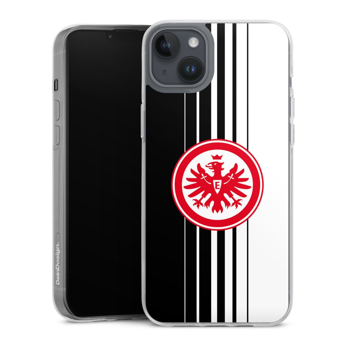 iPhone 14 Plus Handy Silikon Hülle Case transparent Handyhülle Stripes Eintracht Frankfurt Official Licensed Product Silikon Case