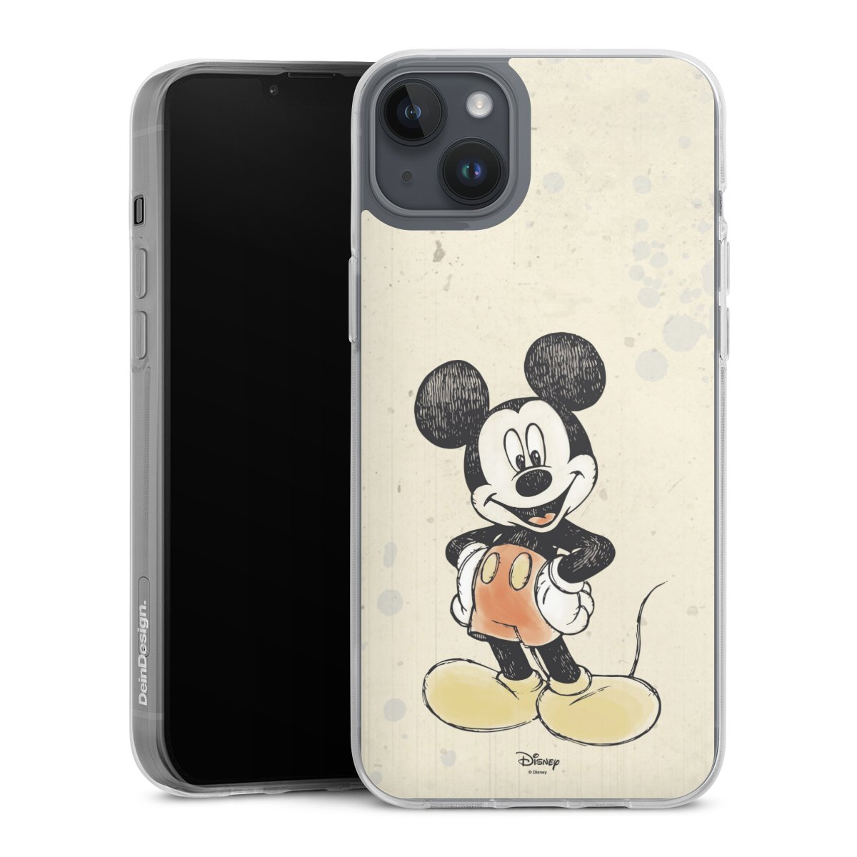 iPhone 14 Plus Handy Silikon Hülle Case transparent Handyhülle Water Colour Mickey & Minnie Mouse Official Licensed Product Silikon Case