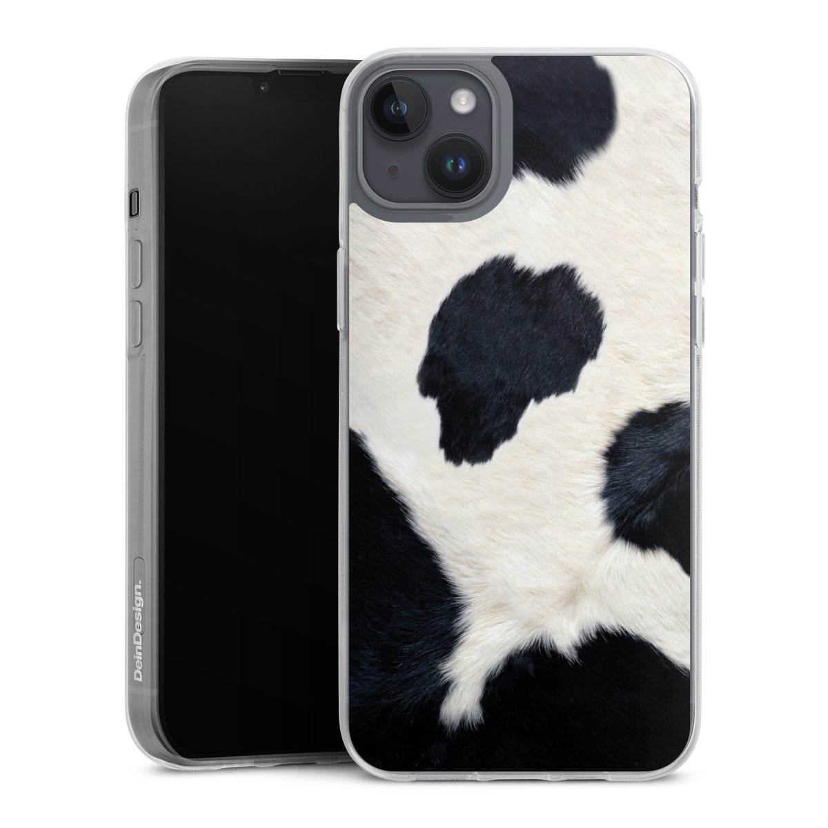 iPhone 14 Plus Handy Silikon Hülle Case transparent Handyhülle Animal Look Animal Print Cow Skin Silikon Case