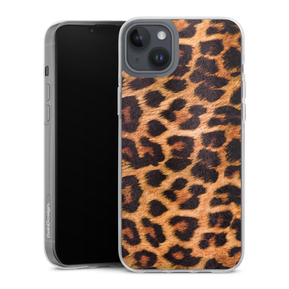 iPhone 14 Plus Handy Silikon Hülle Case transparent Handyhülle Animal Print Leopard Fur Silikon Case