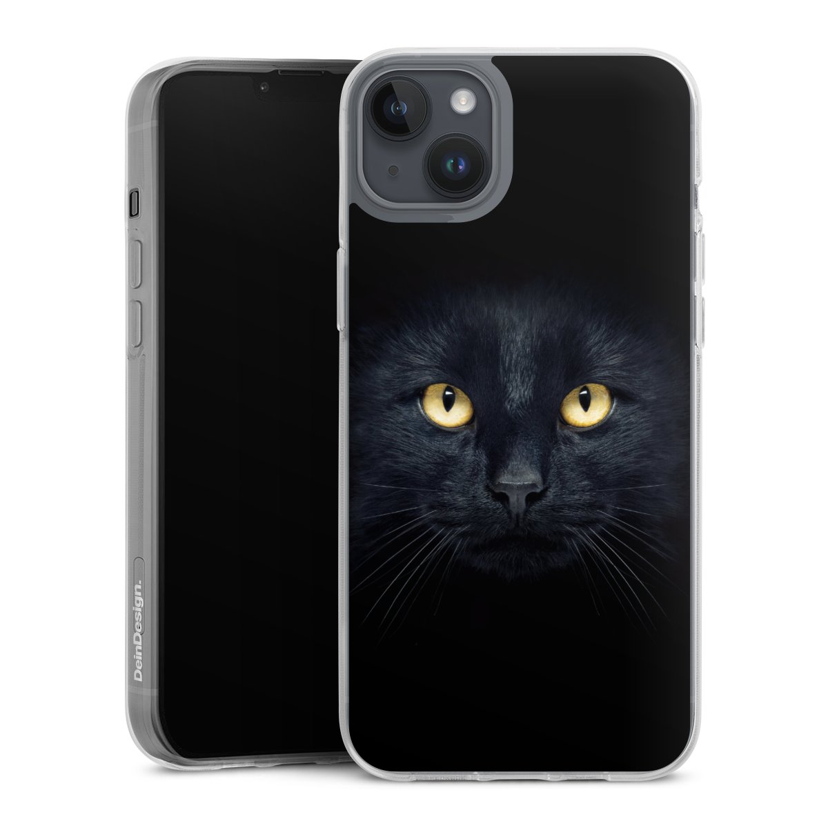 iPhone 14 Plus Handy Silikon Hülle Case transparent Handyhülle Eye Cat Black Silikon Case