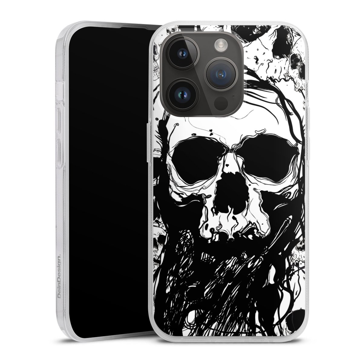 iPhone 14 Pro Handy Silikon Hülle Case transparent Handyhülle Totenkopf Halloween Silikon Case