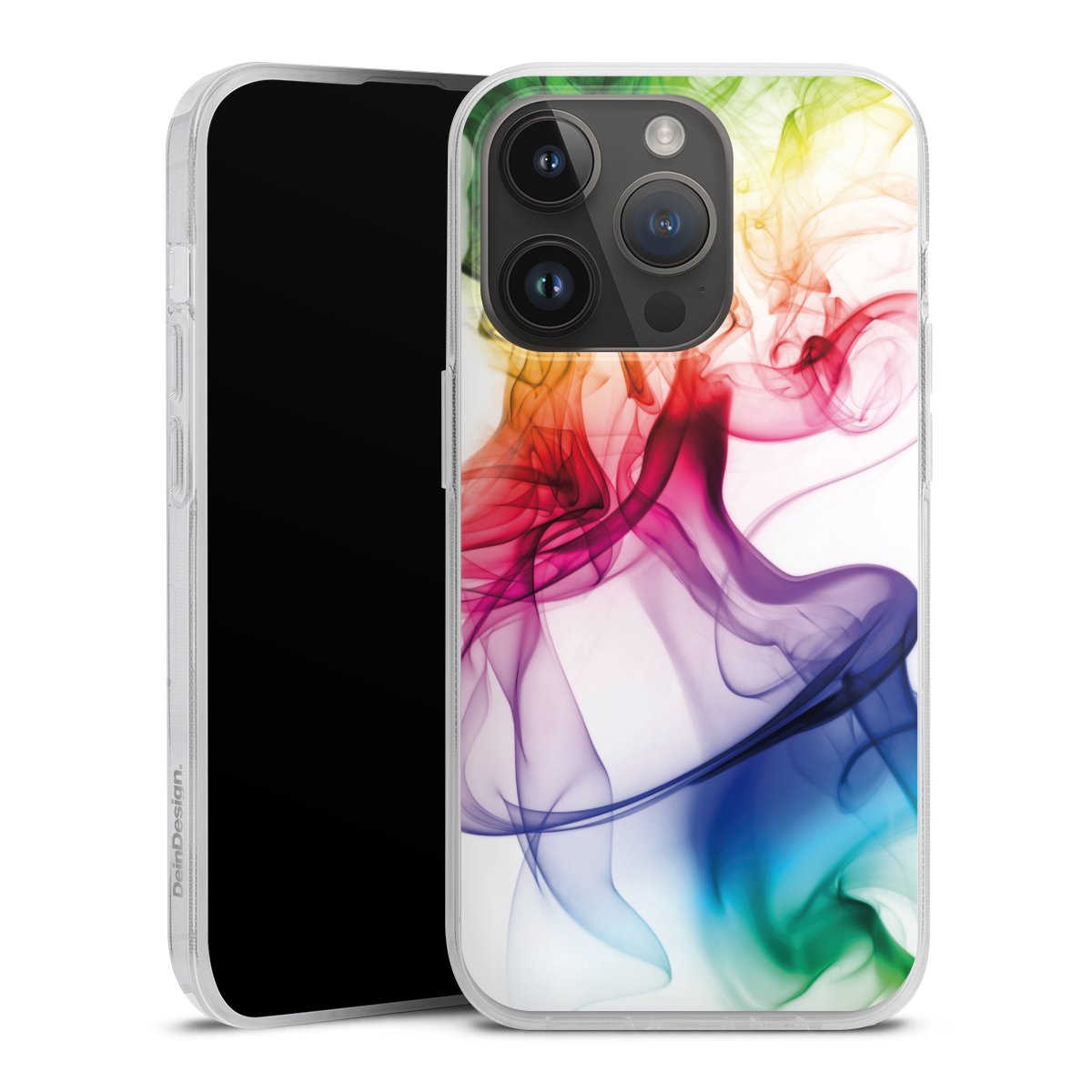 iPhone 14 Pro Handy Silikon Hülle Case transparent Handyhülle Water Colour Rainbow Silikon Case