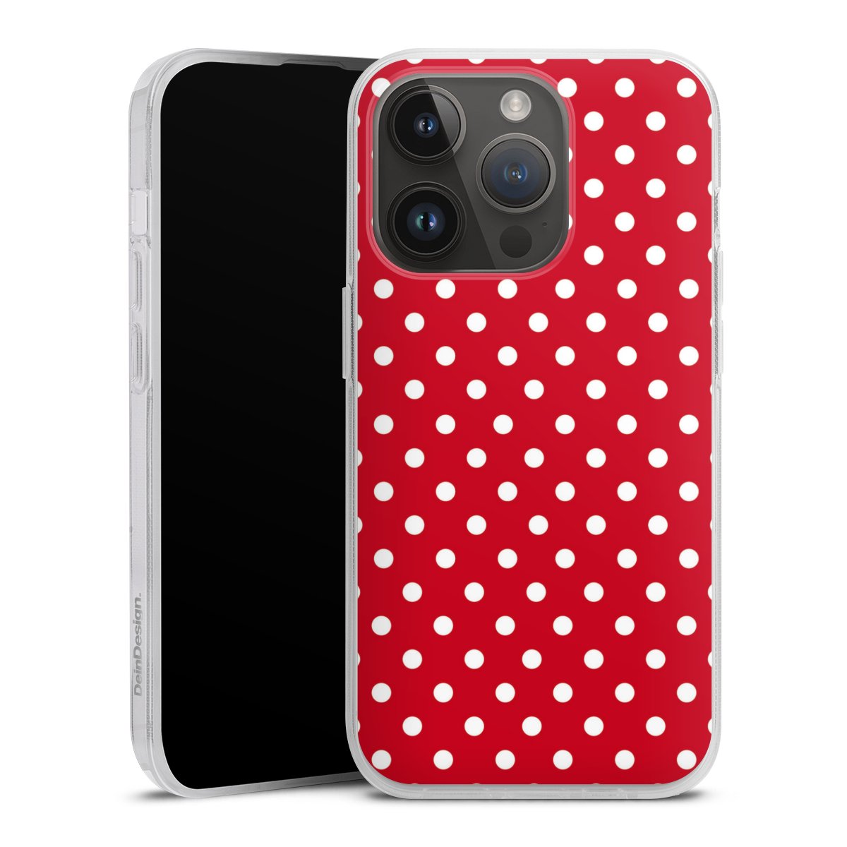 iPhone 14 Pro Handy Silikon Hülle Case transparent Handyhülle Points Polka Dots Retro Silikon Case