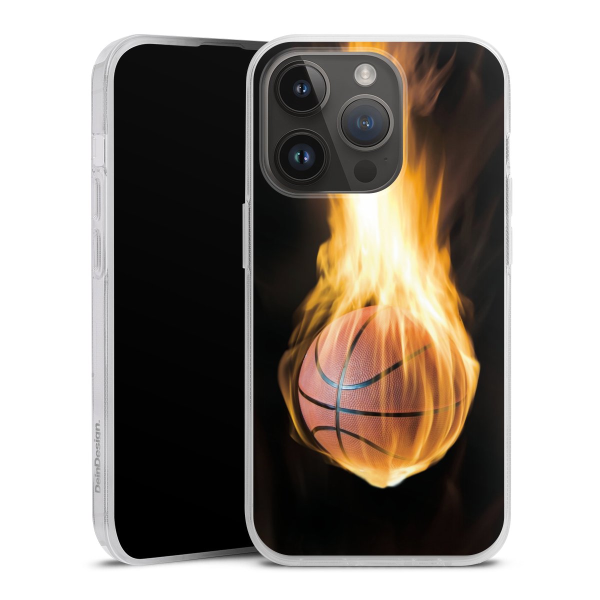 iPhone 14 Pro Handy Silikon Hülle Case transparent Handyhülle Basketball Sports Fire Silikon Case