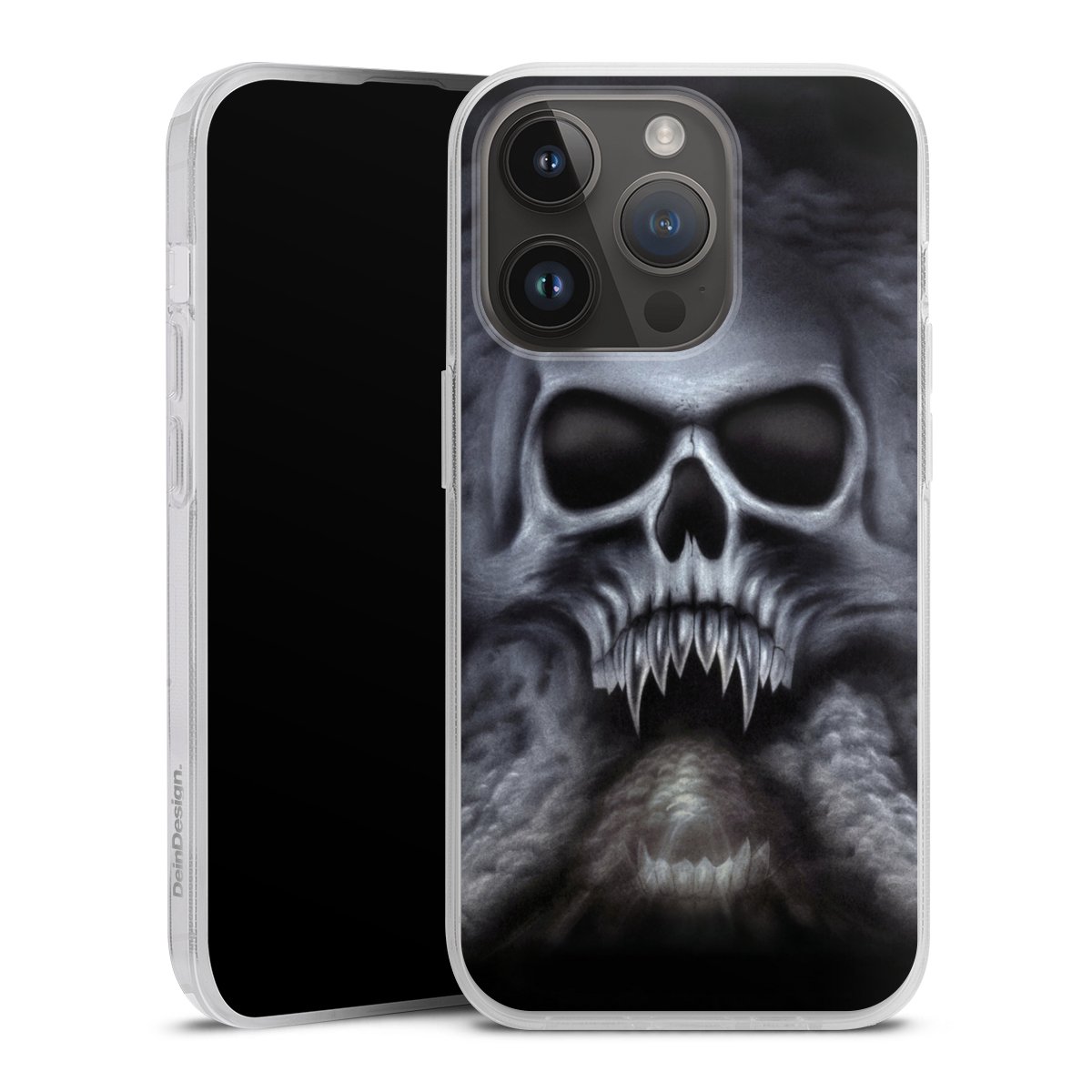 iPhone 14 Pro Handy Silikon Hülle Case transparent Handyhülle Totenkopf Skull Silikon Case