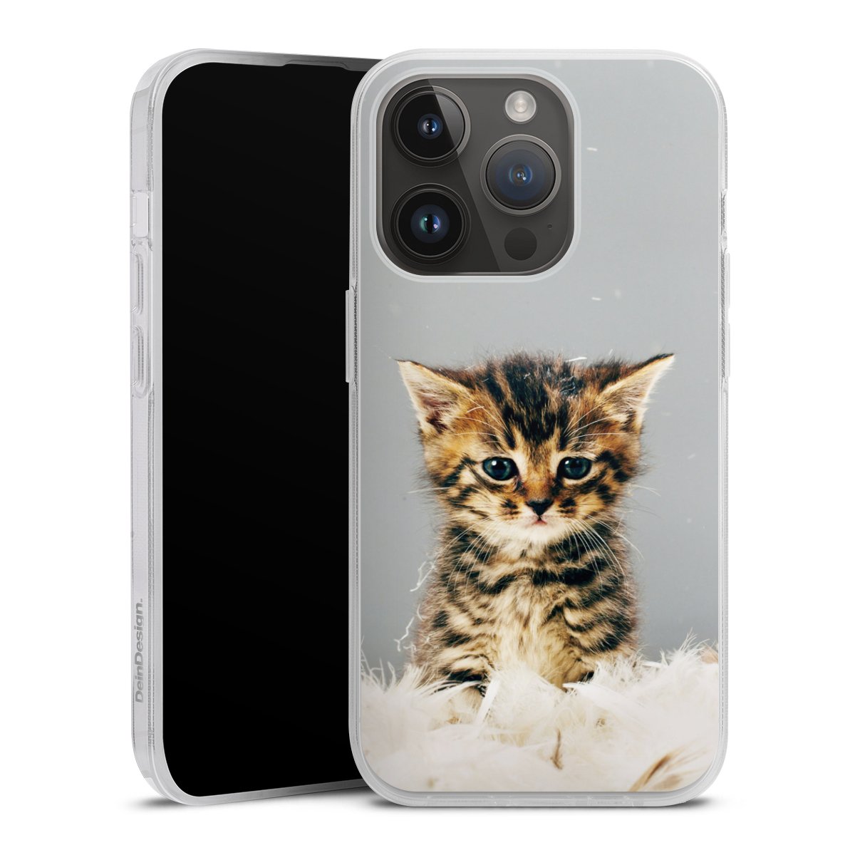 iPhone 14 Pro Handy Silikon Hülle Case transparent Handyhülle Cat Feather Pet Silikon Case