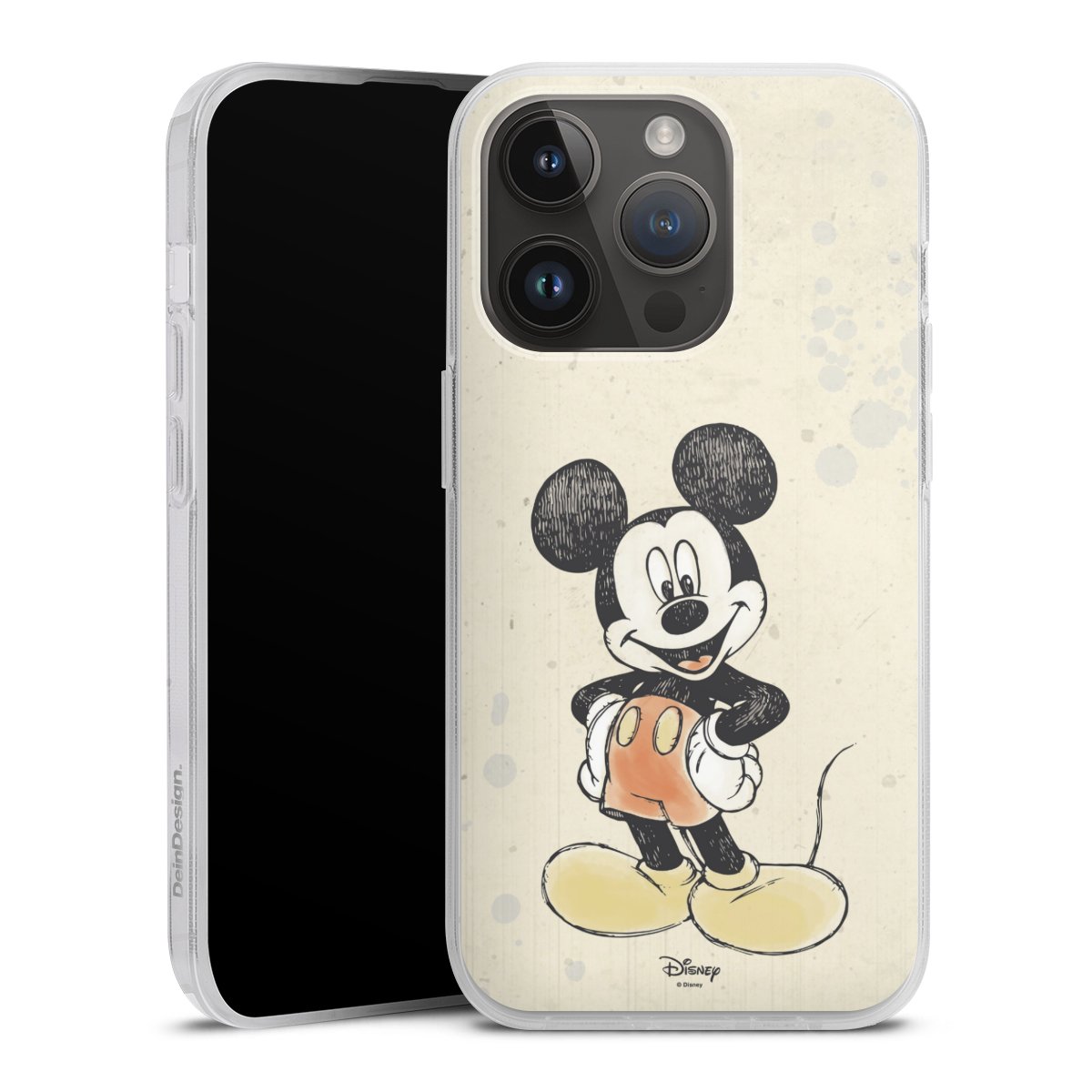 iPhone 14 Pro Handy Silikon Hülle Case transparent Handyhülle Water Colour Mickey & Minnie Mouse Official Licensed Product Silikon Case