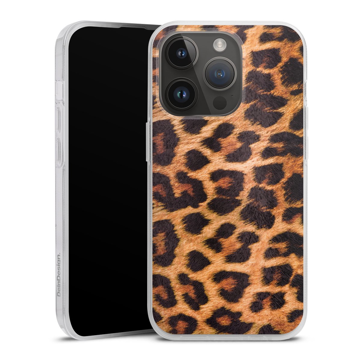 iPhone 14 Pro Handy Silikon Hülle Case transparent Handyhülle Animal Print Leopard Fur Silikon Case