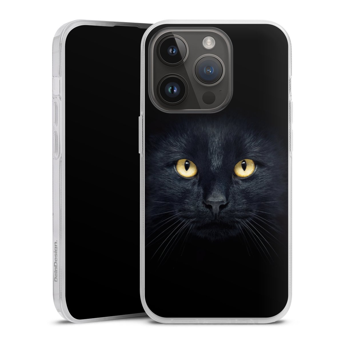 iPhone 14 Pro Handy Silikon Hülle Case transparent Handyhülle Eye Cat Black Silikon Case