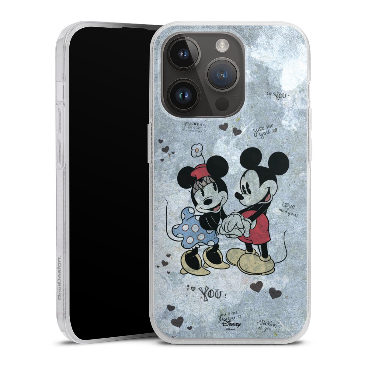 iPhone 14 Pro Handy Silikon Hülle Case transparent Handyhülle Mickey & Minnie Mouse Vintage Disney Silikon Case