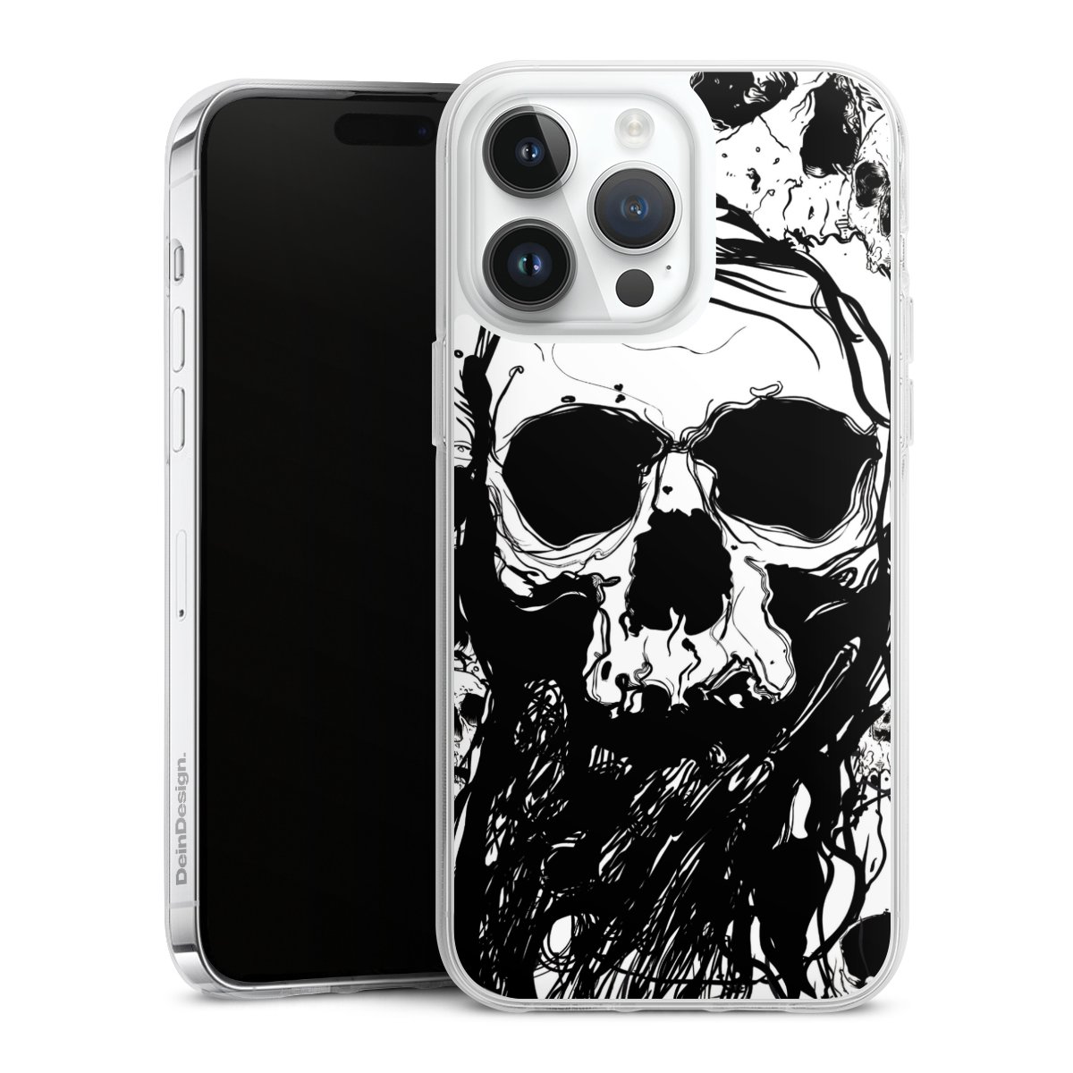 iPhone 14 Pro Max Handy Silikon Hülle Case transparent Handyhülle Totenkopf Halloween Silikon Case