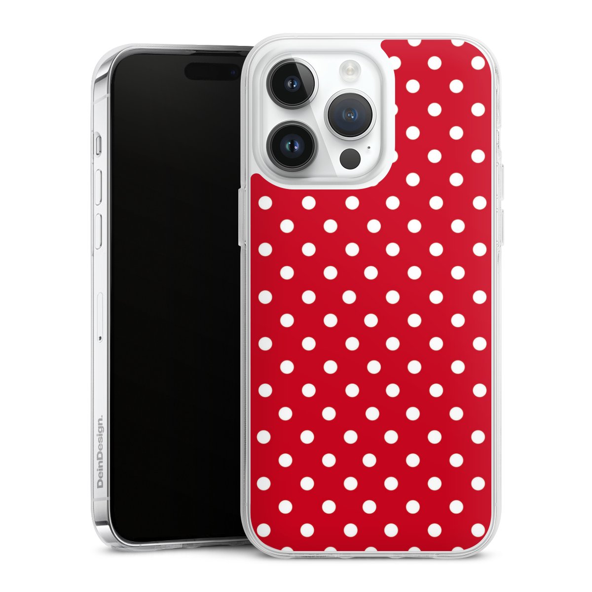 iPhone 14 Pro Max Handy Silikon Hülle Case transparent Handyhülle Points Polka Dots Retro Silikon Case