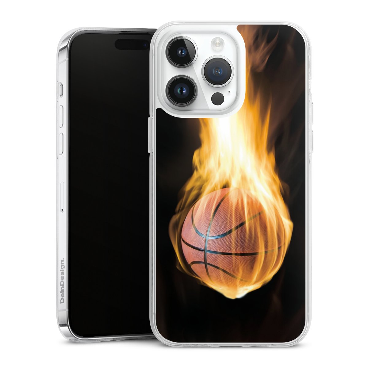 iPhone 14 Pro Max Handy Silikon Hülle Case transparent Handyhülle Basketball Sports Fire Silikon Case