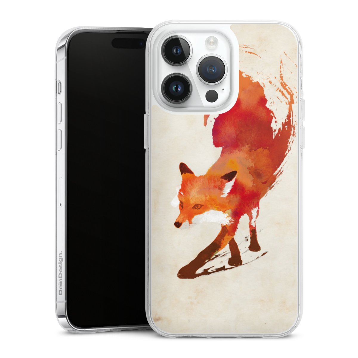 iPhone 14 Pro Max Handy Silikon Hülle Case transparent Handyhülle Fox Graphic Silikon Case