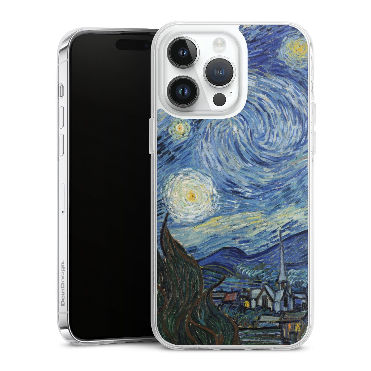 iPhone 14 Pro Max Handy Silikon Hülle Case transparent Handyhülle The Starry Night Kunst Vincent Van Gogh Silikon Case