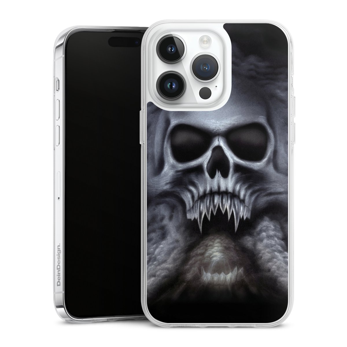 iPhone 14 Pro Max Handy Silikon Hülle Case transparent Handyhülle Totenkopf Skull Silikon Case