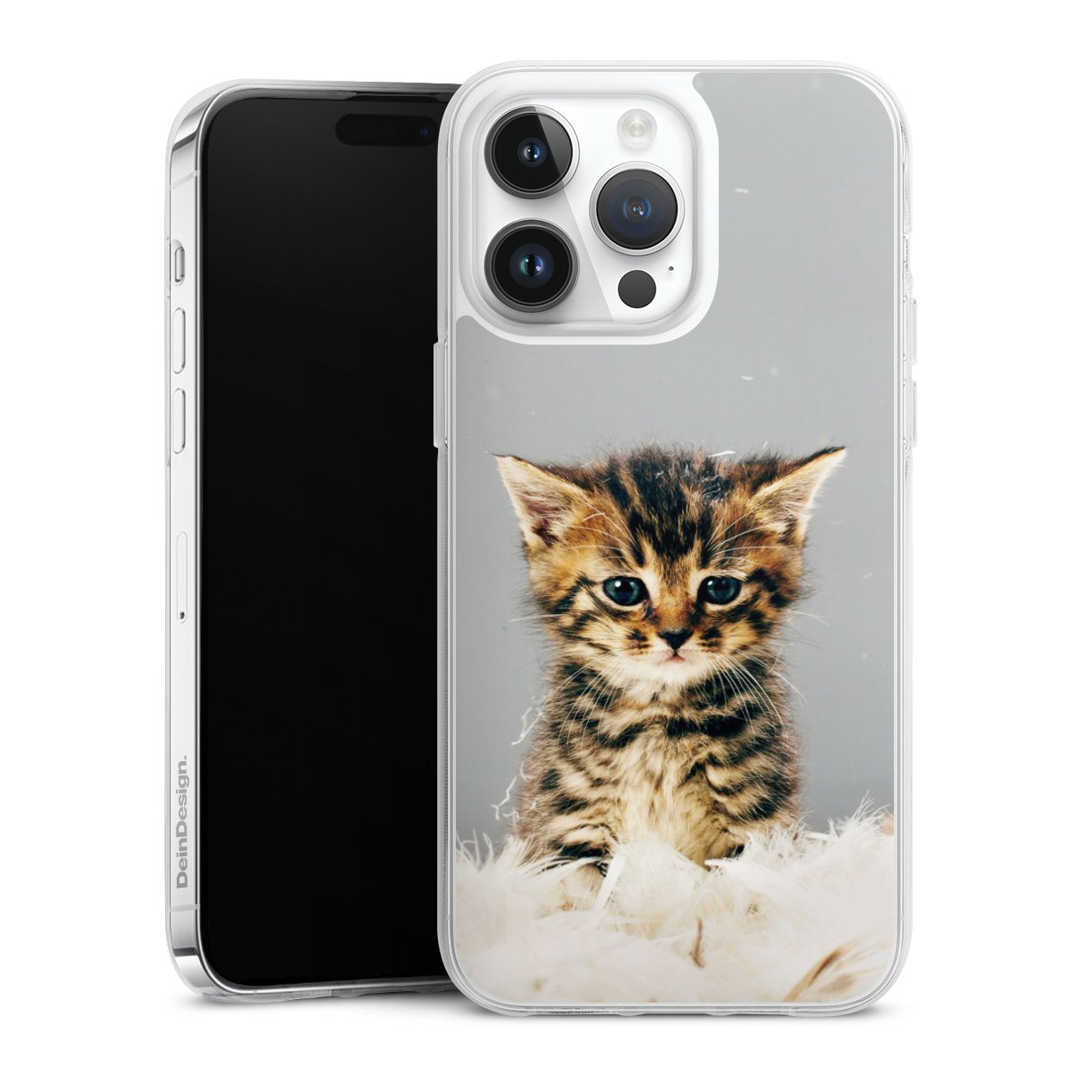 iPhone 14 Pro Max Handy Silikon Hülle Case transparent Handyhülle Cat Feather Pet Silikon Case