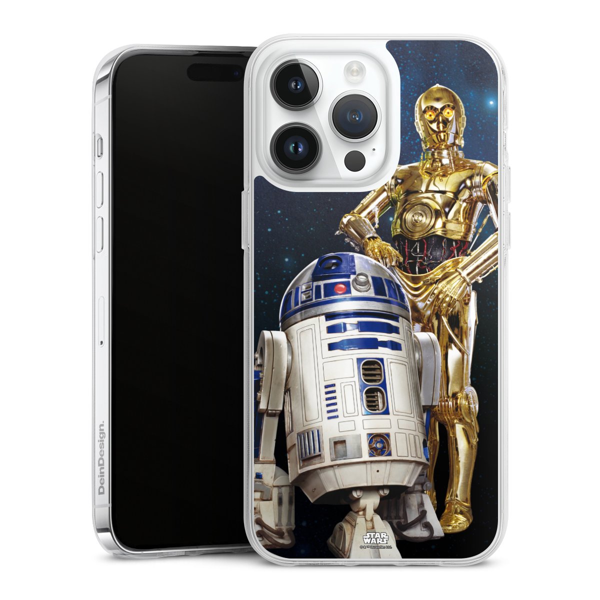 iPhone 14 Pro Max Handy Silikon Hülle Case transparent Handyhülle Weltall Star Wars R2d2 Silikon Case