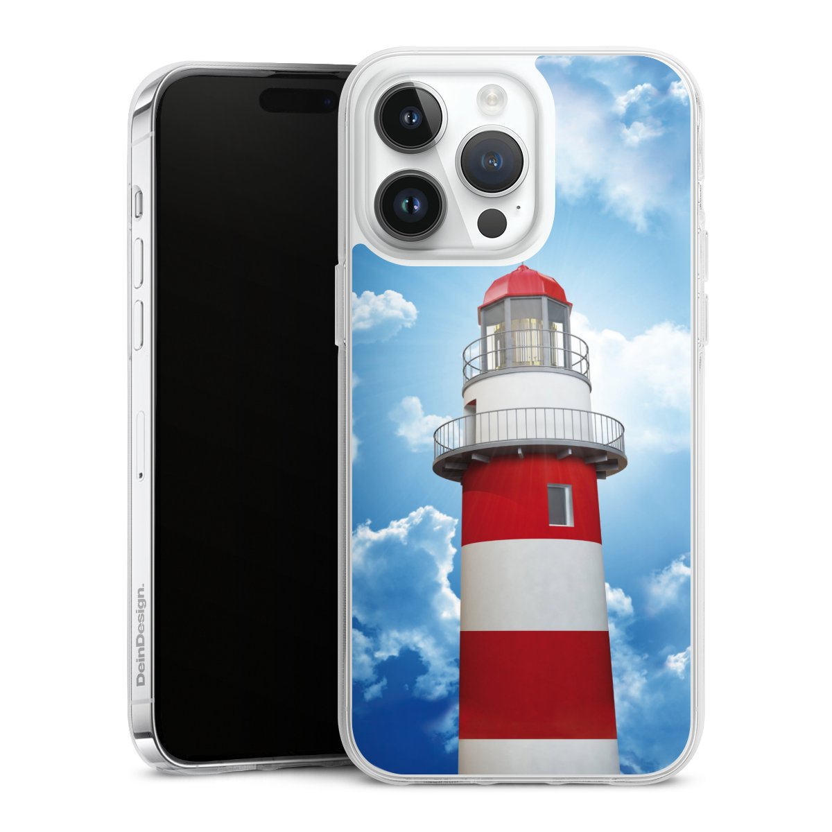 iPhone 14 Pro Max Handy Silikon Hülle Case transparent Handyhülle Lighthouse Sky Cloud Silikon Case