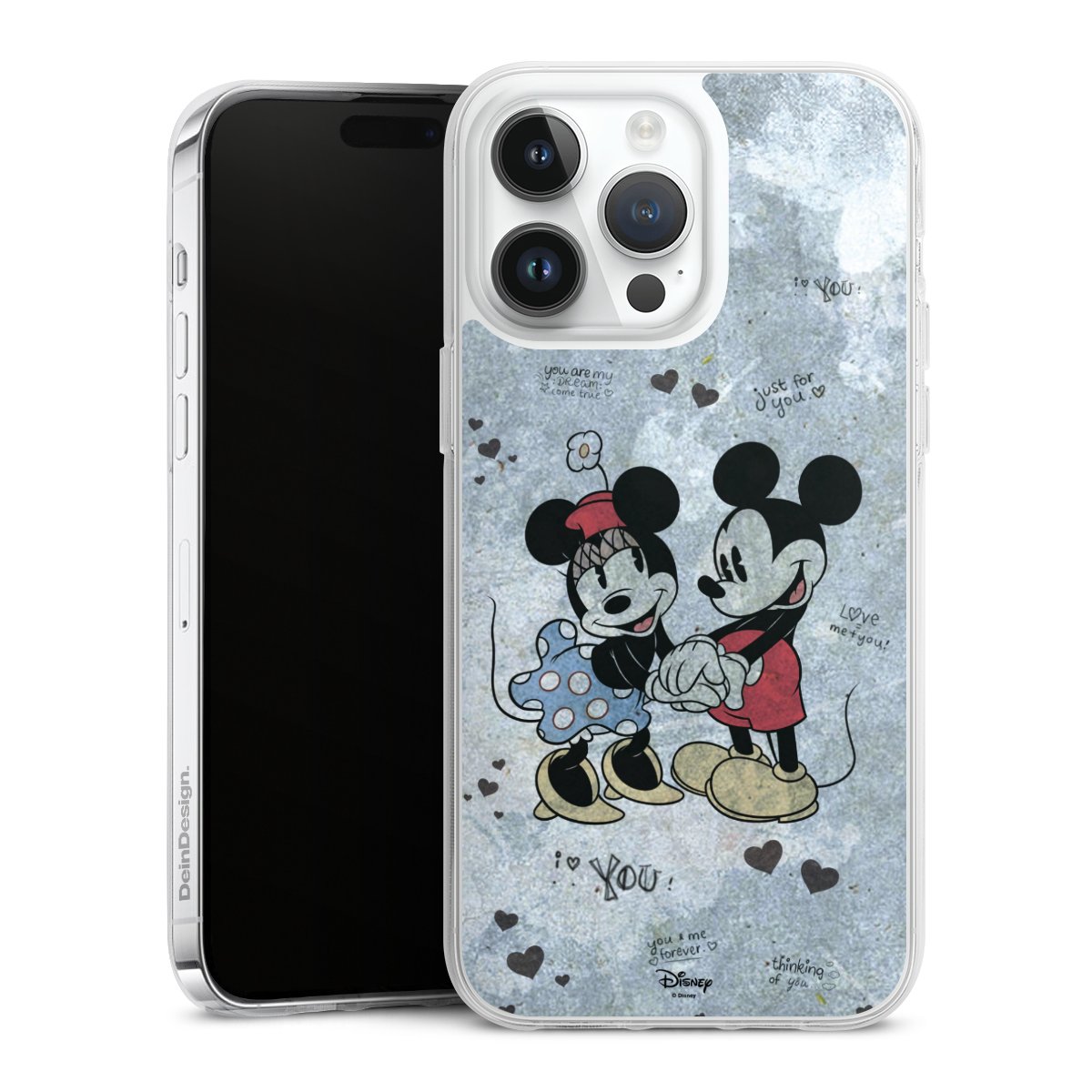 iPhone 14 Pro Max Handy Silikon Hülle Case transparent Handyhülle Mickey & Minnie Mouse Vintage Disney Silikon Case