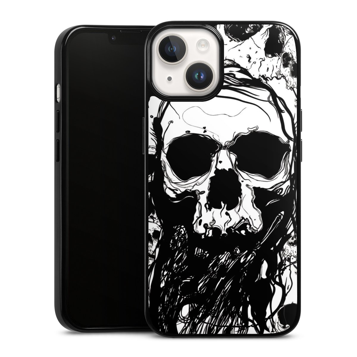 iPhone 14 Handy Silikon Hülle Case schwarz Handyhülle Totenkopf Halloween