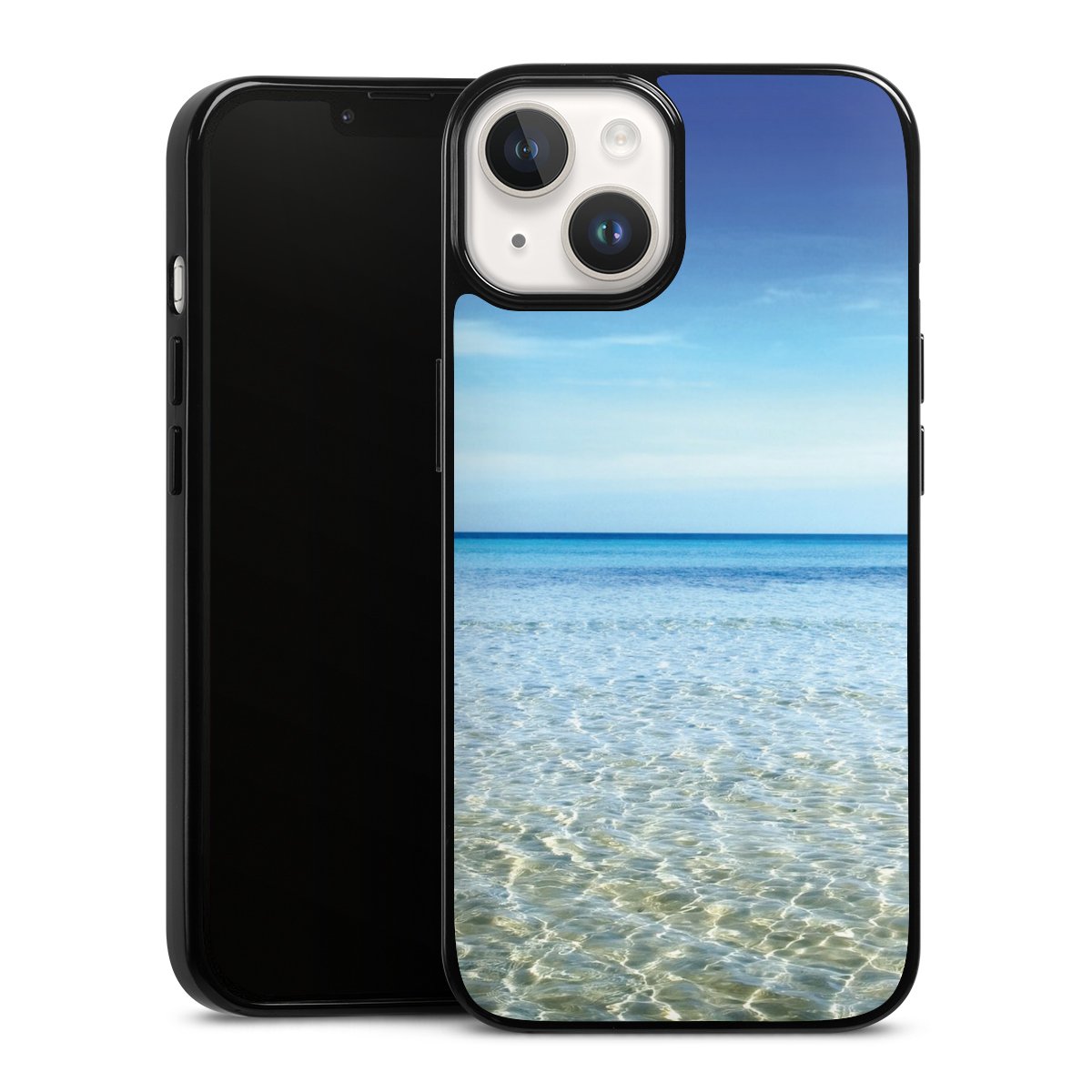 iPhone 14 Handy Silikon Hülle Case schwarz Handyhülle Urlaub Sky Ocean