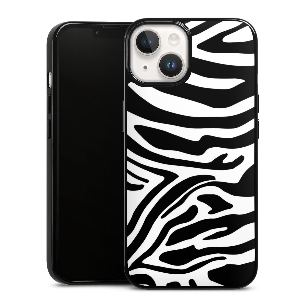 iPhone 14 Handy Silikon Hülle Case schwarz Handyhülle Zebra Animal Look Animal Print