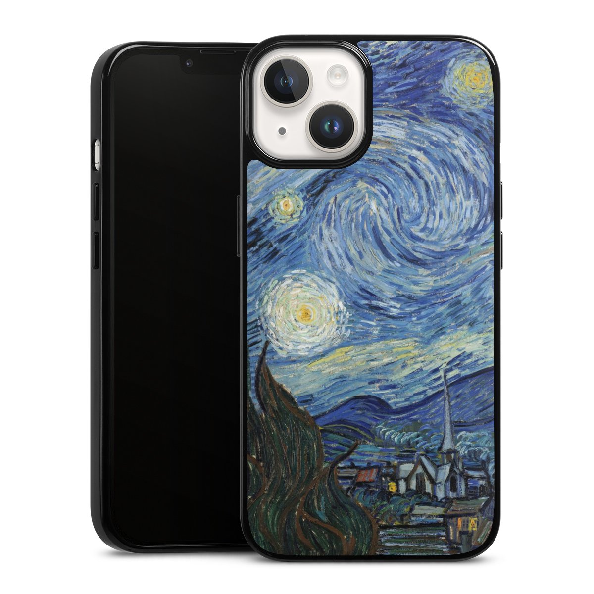 iPhone 14 Handy Silikon Hülle Case schwarz Handyhülle The Starry Night Kunst Vincent Van Gogh