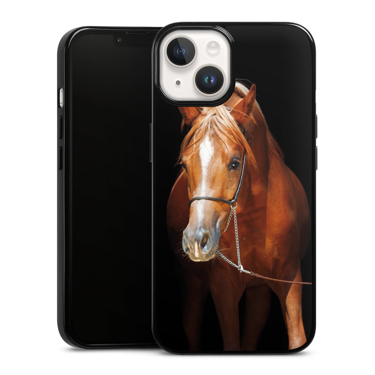 iPhone 14 Handy Silikon Hülle Case schwarz Handyhülle Mare Horse Hobby