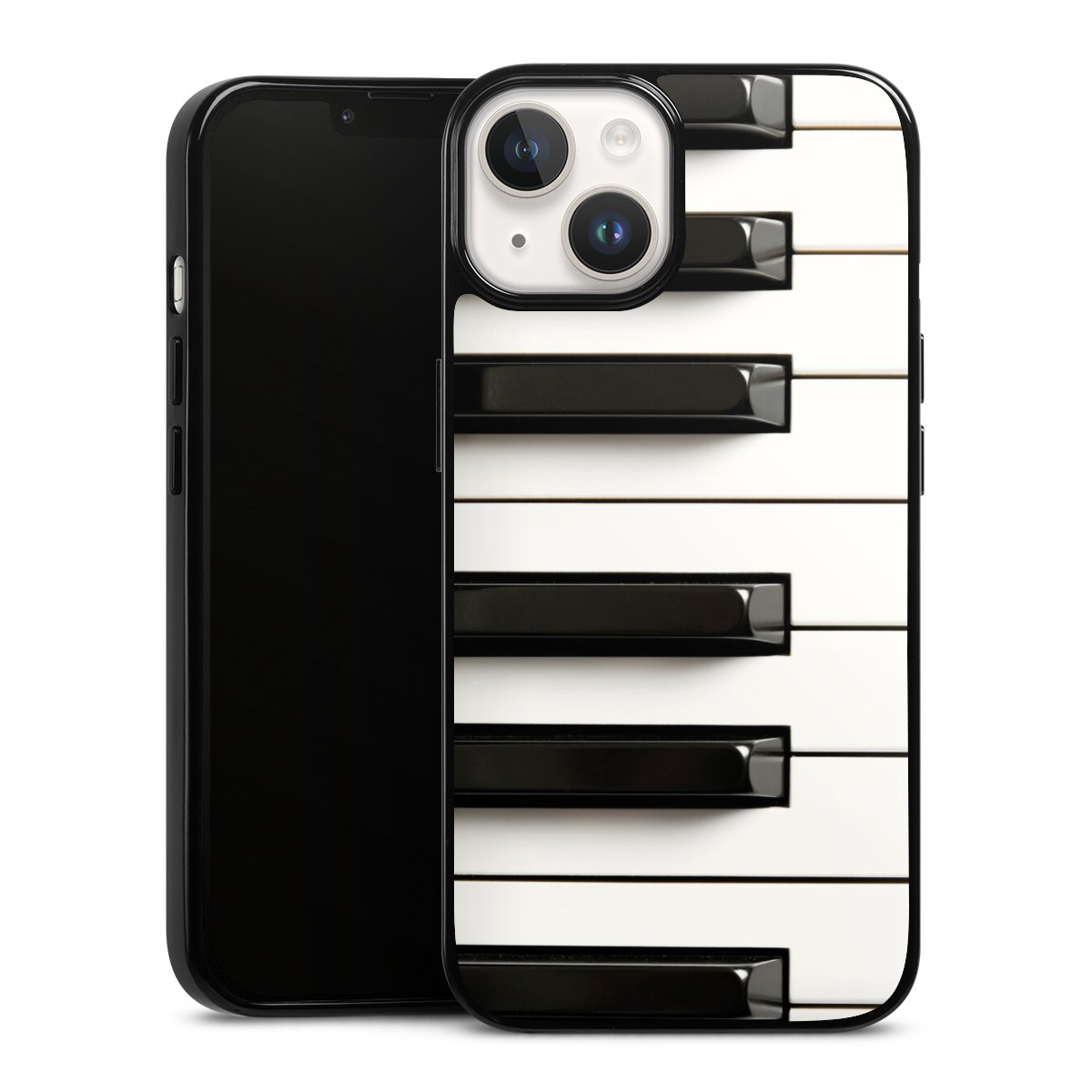 iPhone 14 Handy Silikon Hülle Case schwarz Handyhülle Klavier Piano Music