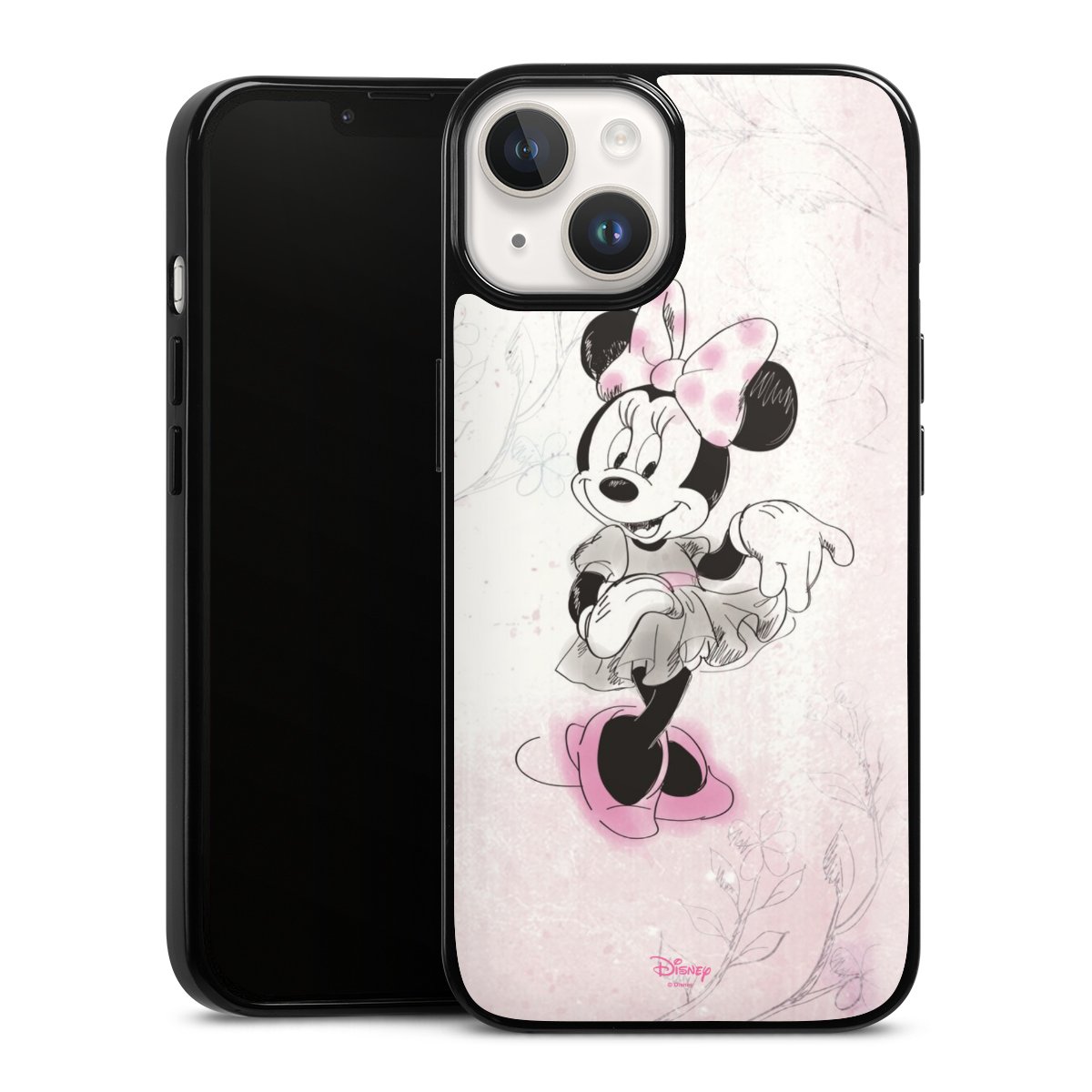 iPhone 14 Handy Silikon Hülle Case schwarz Handyhülle Disney Minnie Mouse Vintage