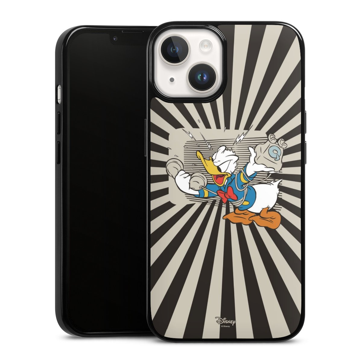 iPhone 14 Handy Silikon Hülle Case schwarz Handyhülle Donald Duck Disney Official Licensed Product