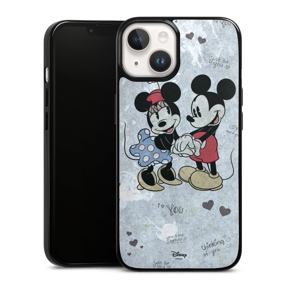 iPhone 14 Handy Silikon Hülle Case schwarz Handyhülle Mickey & Minnie Mouse Vintage Disney