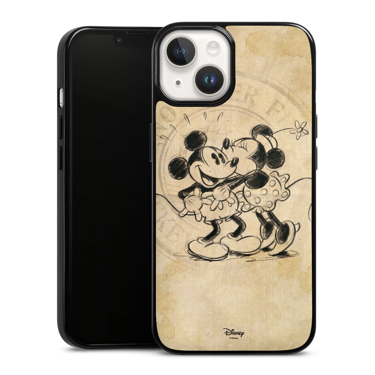 iPhone 14 Handy Silikon Hülle Case schwarz Handyhülle Mickey Mouse Vintage Minnie Mouse