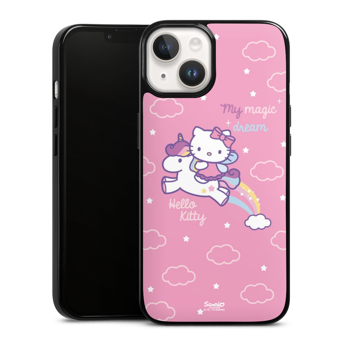 iPhone 14 Handy Silikon Hülle Case schwarz Handyhülle Einhorn Official Licensed Product Hello Kitty