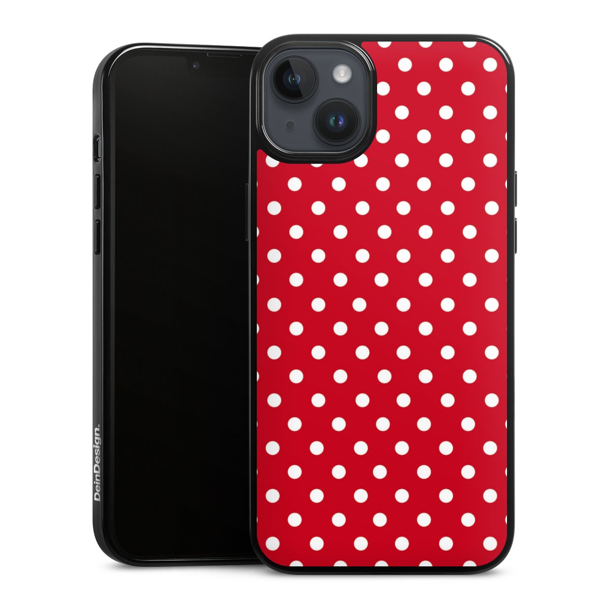 iPhone 14 Plus Handy Silikon Hülle Case schwarz Handyhülle Points Polka Dots Retro